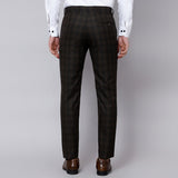 Checkered  slim fit trousers Brown