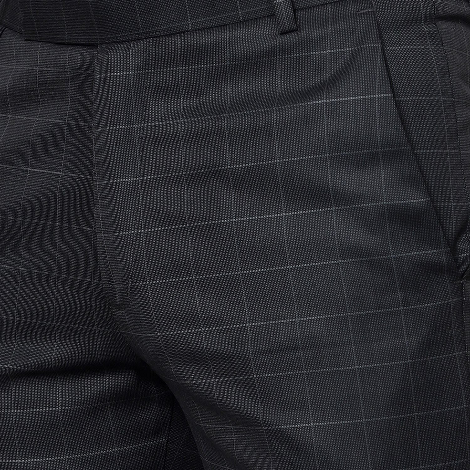 Checkered  slim fit trousers Grey