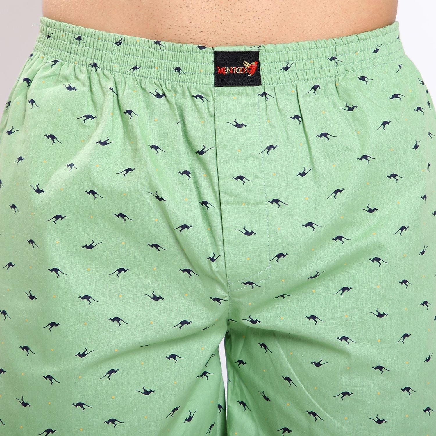 Mentoos Cotton Printed Boxers Shorts for Men Pista Green Mentoos