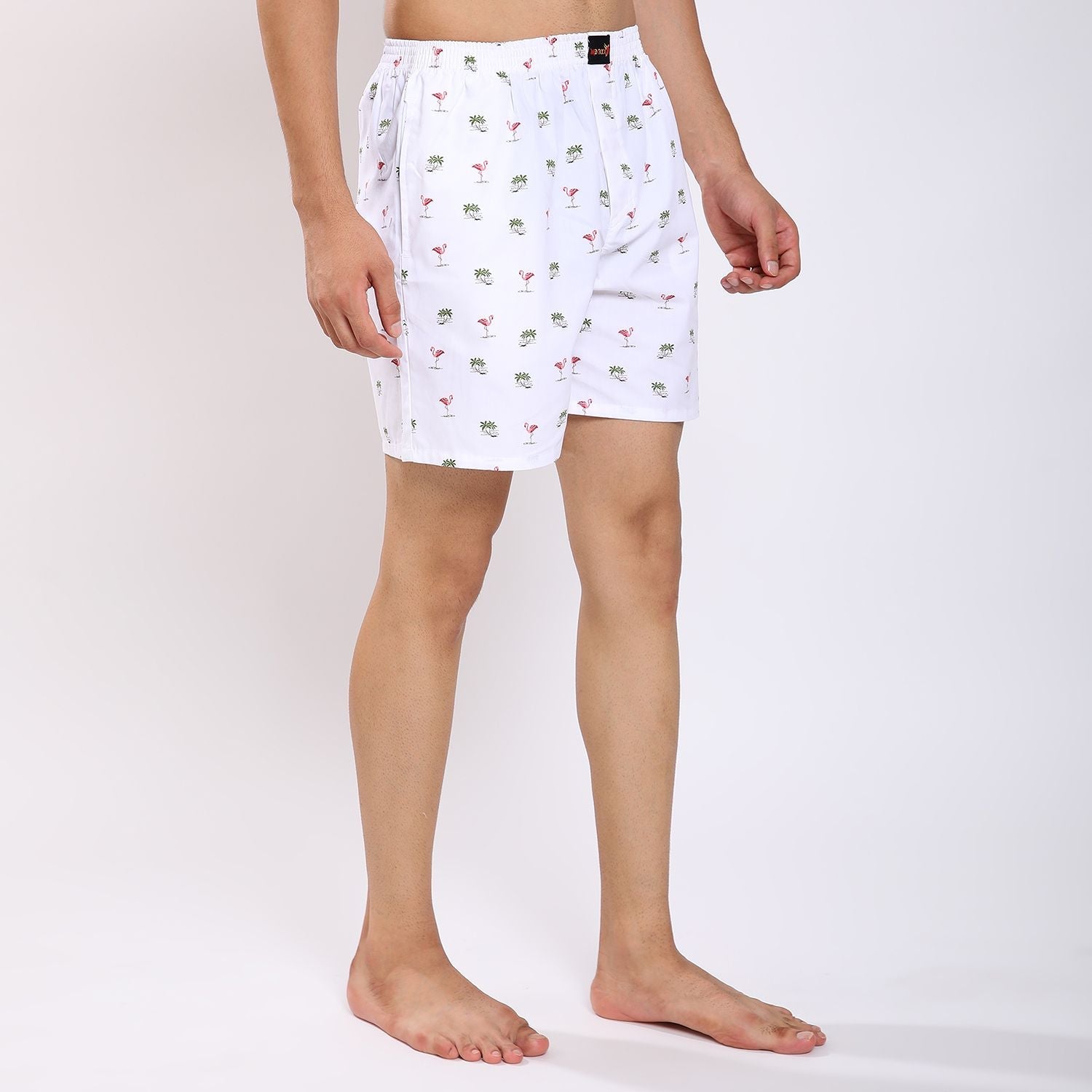Mentoos Cotton Printed Boxers Shorts for Men White Mentoos