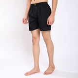 Mentoos Cotton Solid Boxers Shorts for Men Black Mentoos