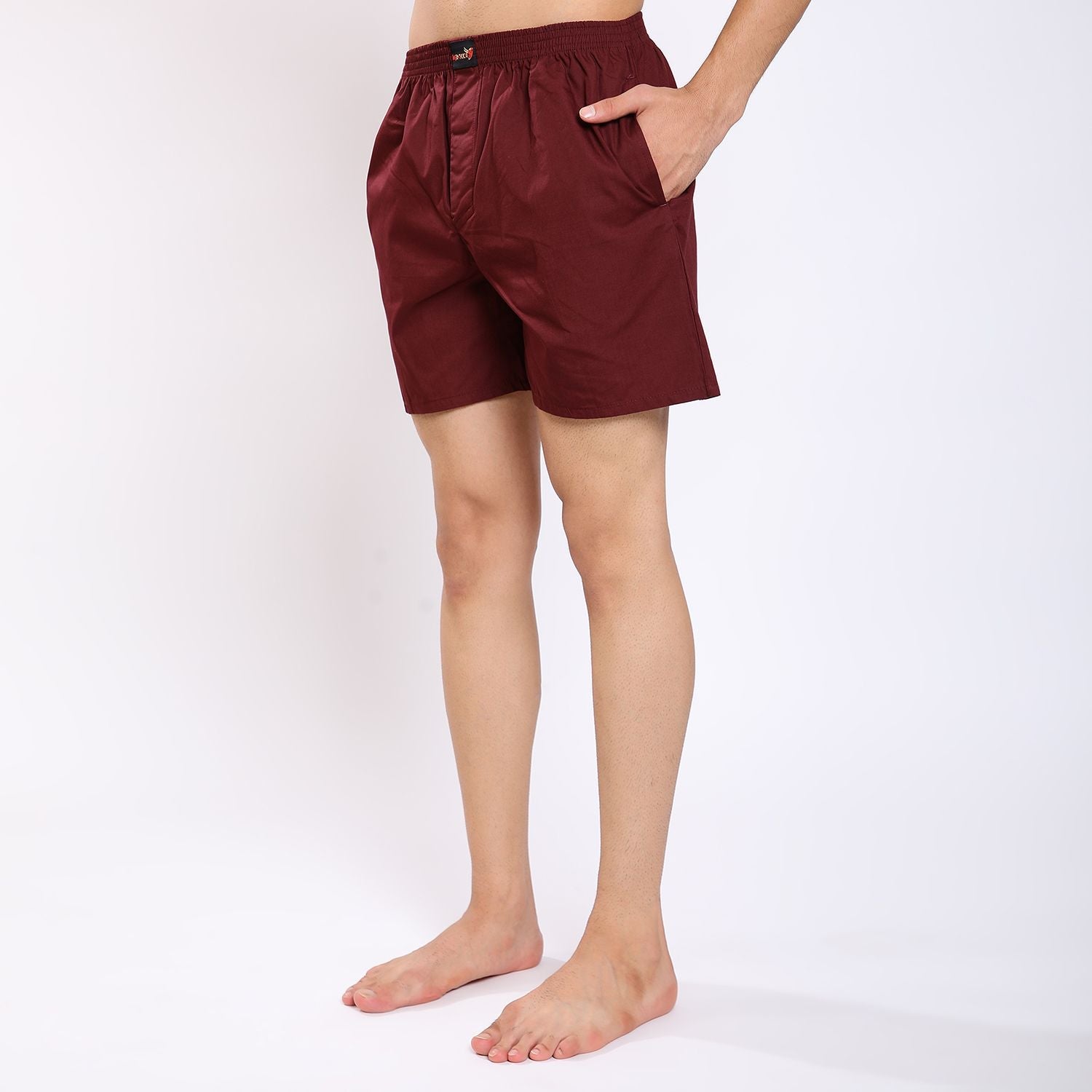 Mentoos Cotton Solid Boxers Shorts for Men Wine Mentoos