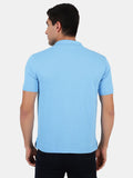 Mentoos Men Poly Cotton Solid Regular Fit Collar Neck Half Sleeves Polo T-Shirt Light Blue Mentoos