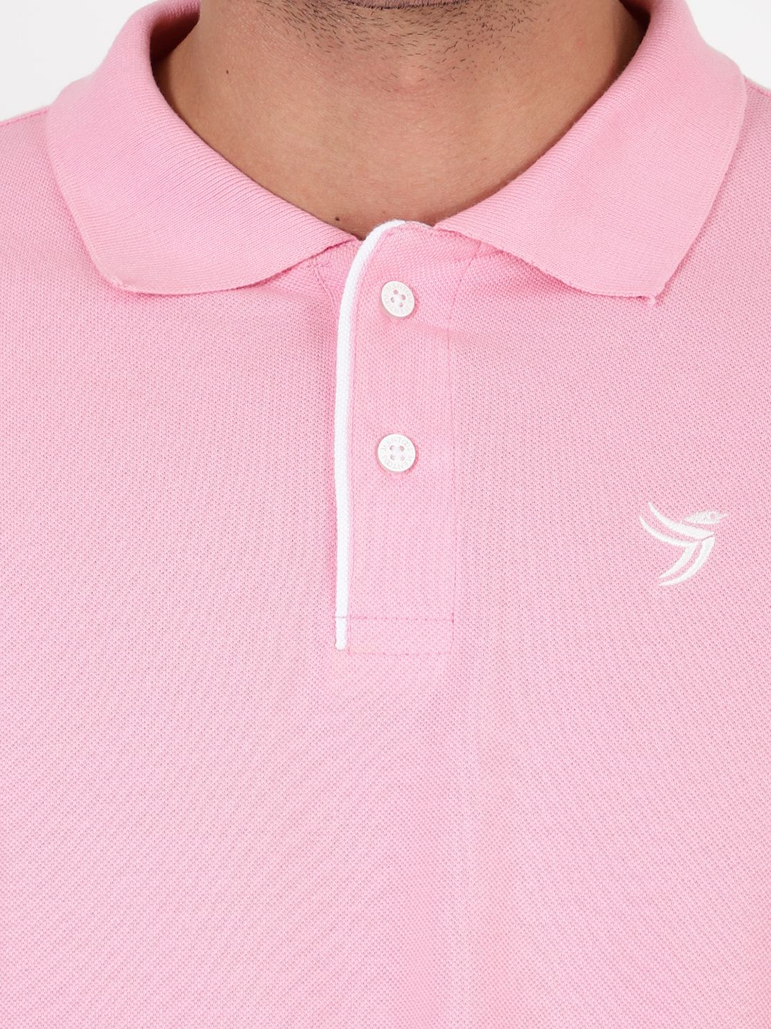 Mentoos Men Poly Cotton Solid Regular Fit Collar Neck Half Sleeves Polo T-Shirt Pink Mentoos