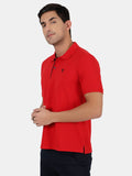 Mentoos Men Poly Cotton Solid Regular Fit Collar Neck Half Sleeves Polo T-Shirt Red Mentoos