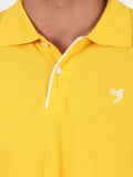 Mentoos Men Poly Cotton Solid Regular Fit Collar Neck Half Sleeves Polo T-Shirt Yellow Mentoos