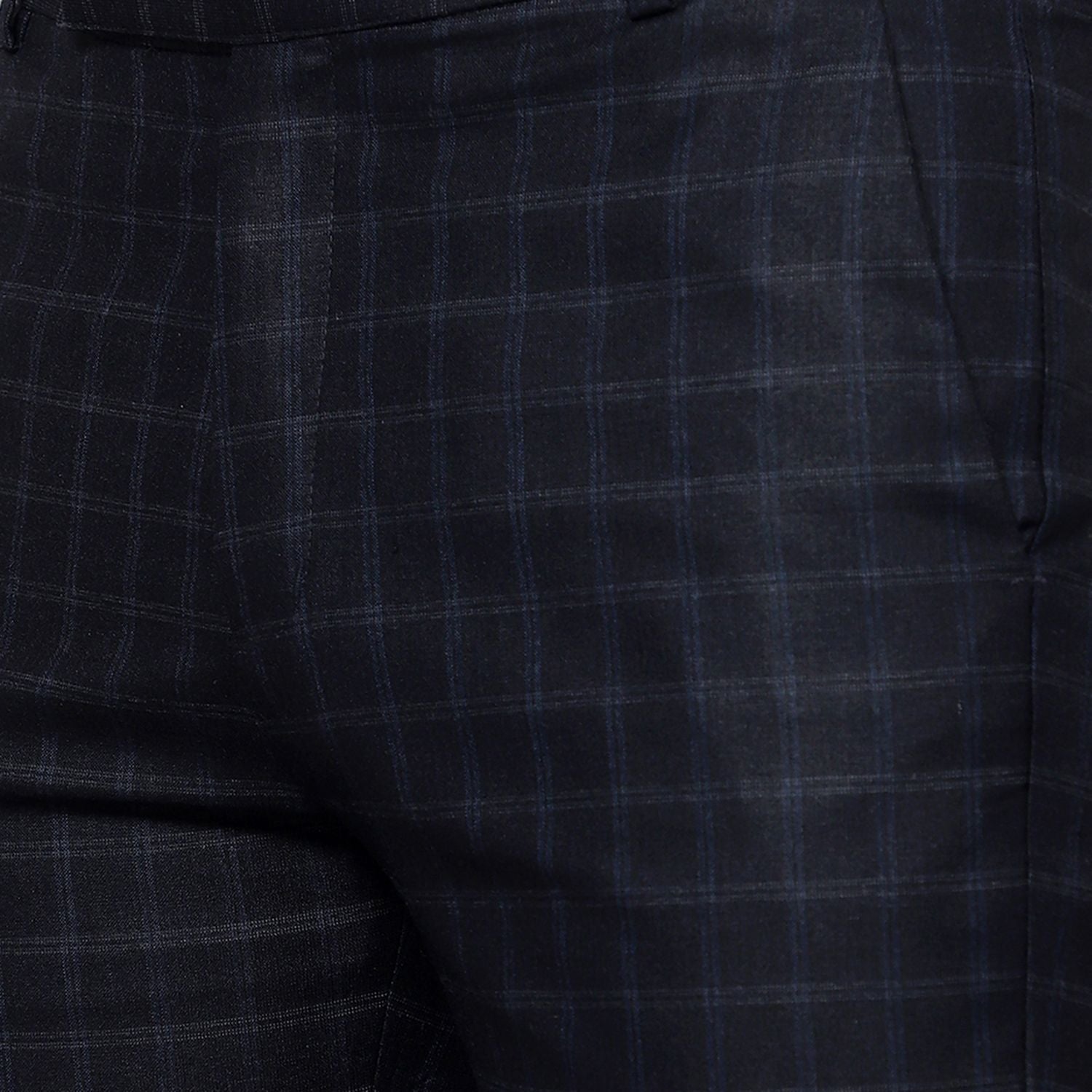 Checkered  slim fit trousers Navy Blue