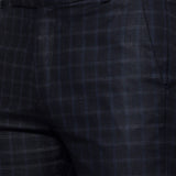 Checkered  slim fit trousers Navy Blue