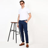 Slim fit flat front chinos__Blue