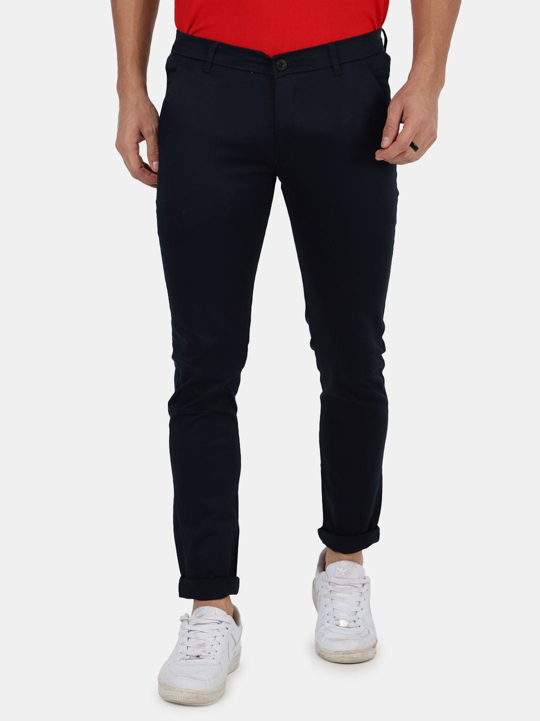 Slim fit flat front chinos Grey