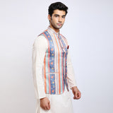 Awadhshree Satin Printed Nehru jacket Multi