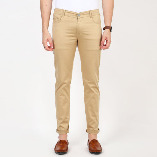 Slim fit flat front trouser_Beige