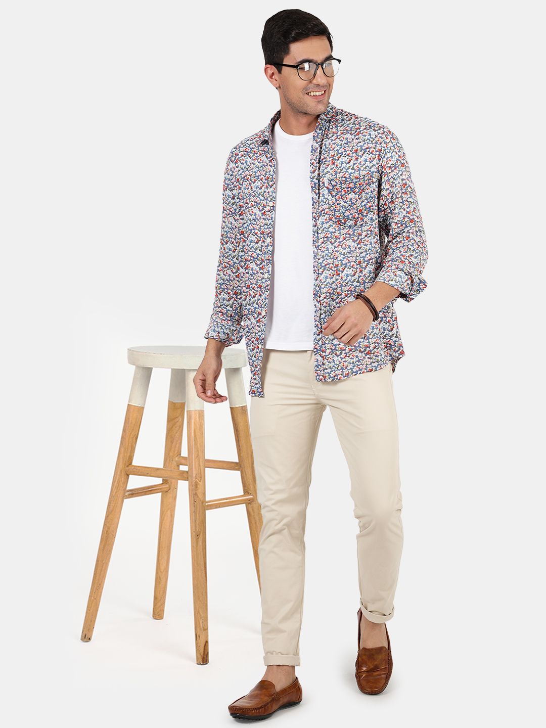 Slim fit flat front chinos Beige