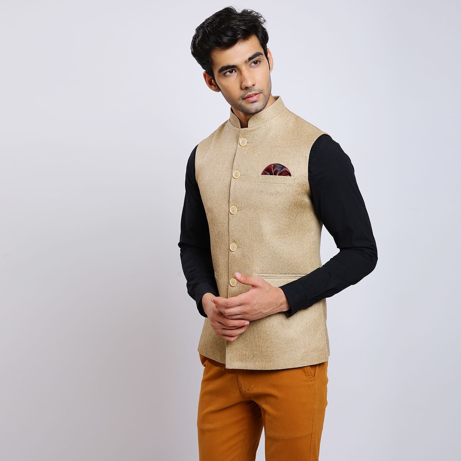 Awadhshree jute nehru jacket Beige