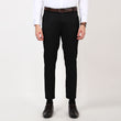 Flat front Solid slim fit trousers Black