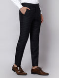 Checkered  slim fit trousers Black