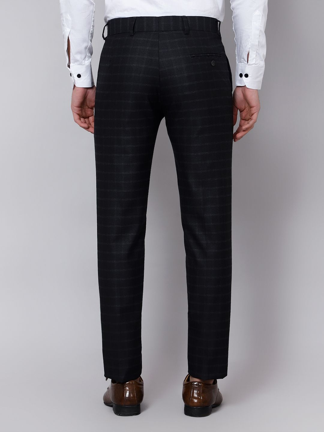 Checkered  slim fit trousers Black