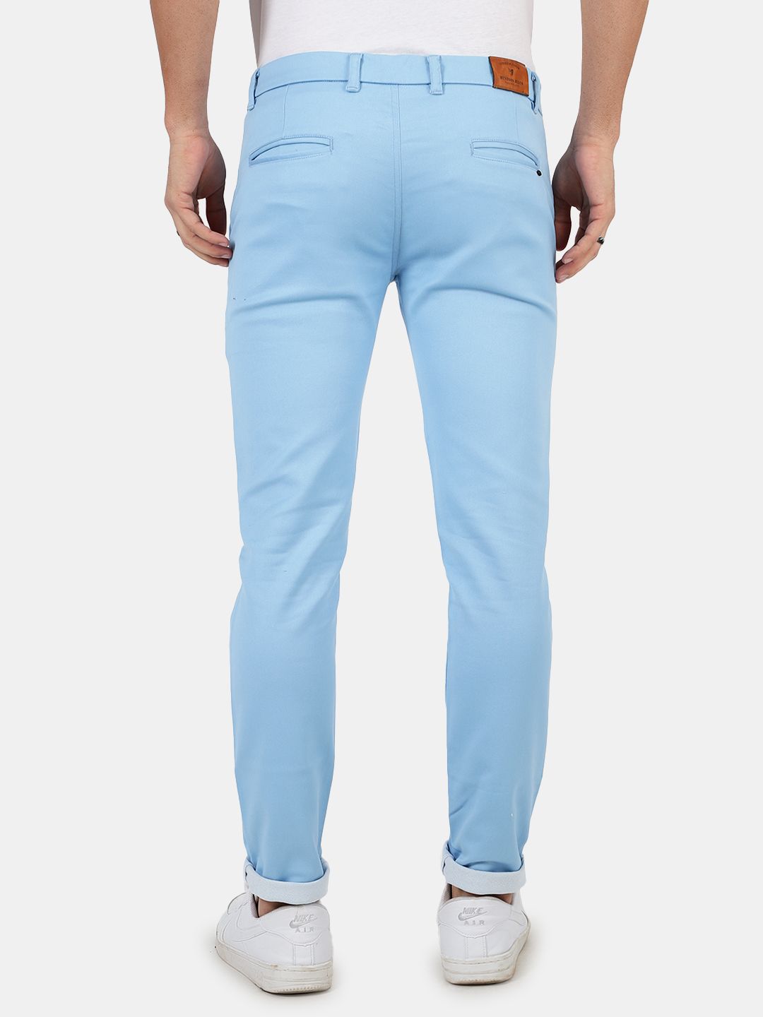 Slim fit flat front chinos_Blue