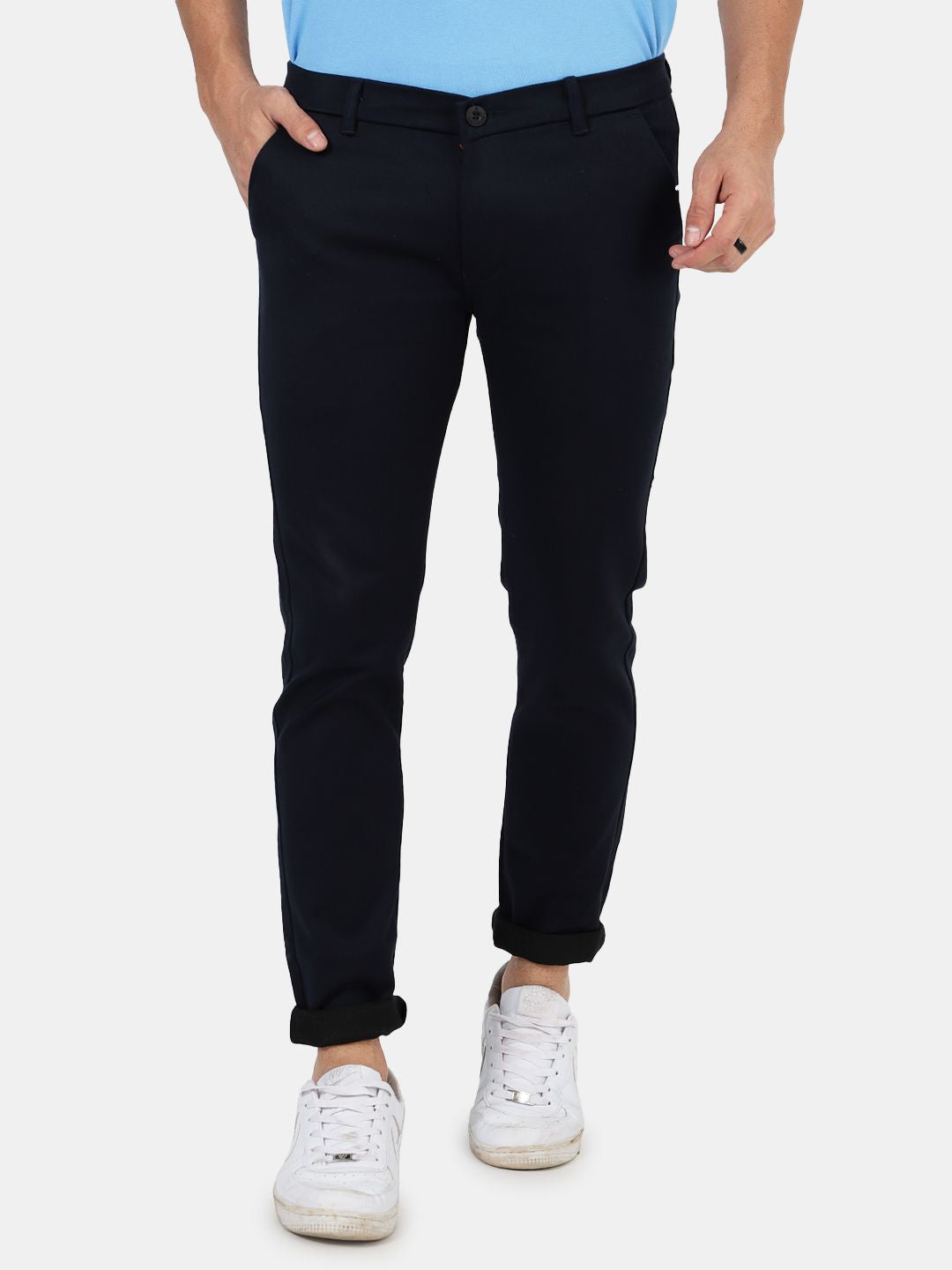 Slim fit flat front chinos Brown
