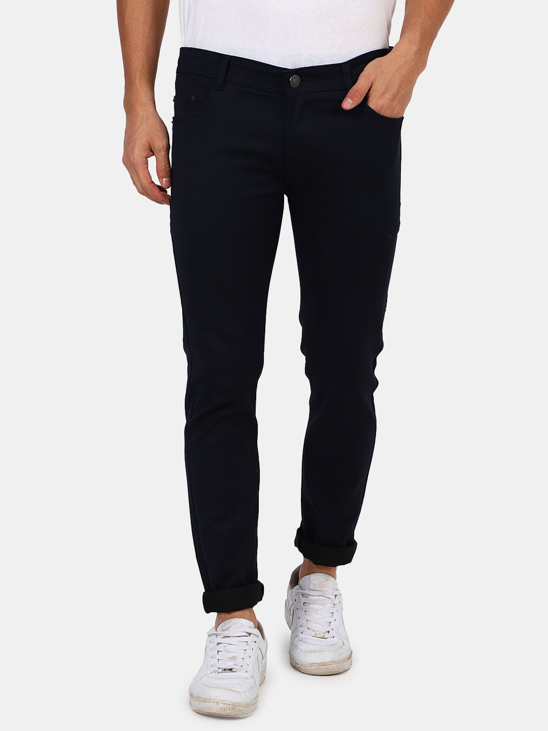 Slim fit flat front trouser____Blue