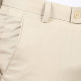 Flat front Solid slim fit trousers Cream