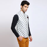 Awadhshree Self Design Nehru Jacket Grey