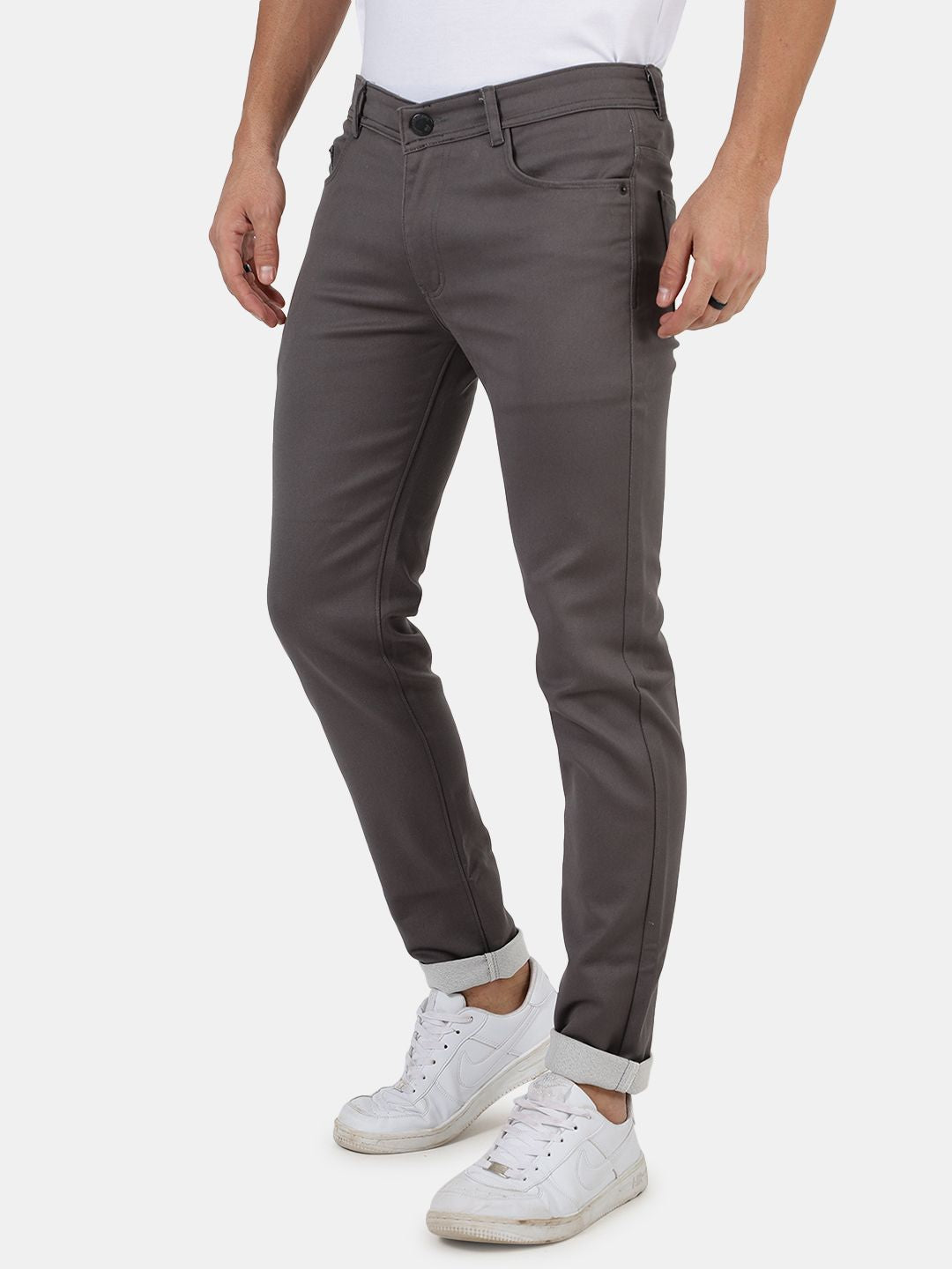 Slim fit flat front trouser Grey