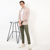 Slim fit flat front chinos Green