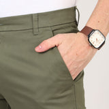 Slim fit flat front chinos Green