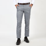 Flat front Solid slim fit trousers Grey