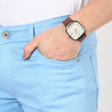 Slim fit flat front trouser light Blue