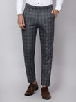 Checkered  slim fit trousers Light Grey