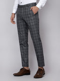 Checkered  slim fit trousers Light Grey