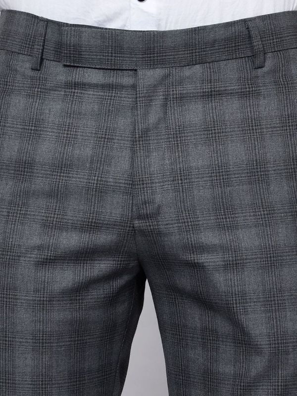 Checkered  slim fit trousers Light Grey
