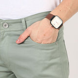 Slim fit flat front trouser Olive Green