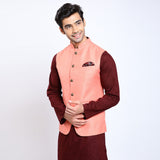 Awadhshree Solid Nehru Jacket Peach