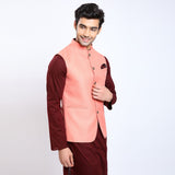 Awadhshree Solid Nehru Jacket Peach