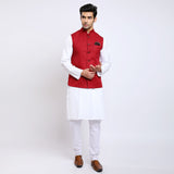 Awadhshree Solid Nehru Jacket Red