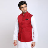 Awadhshree Solid Nehru Jacket Red