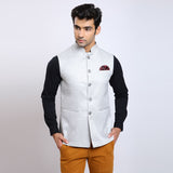 Awadhshree Jute Nehru Jacket Silver