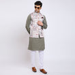 Awadhshree Satin Printed Nehru Jacket White