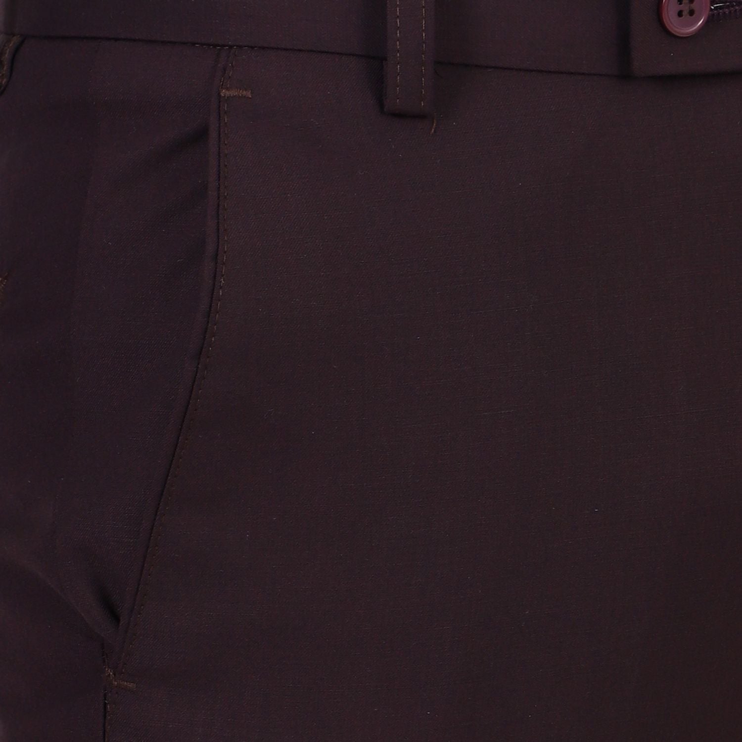 Flat front Solid slim fit trousers Wine